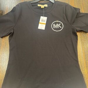 Michael Kors Black Tee with Rhinestone Emblem